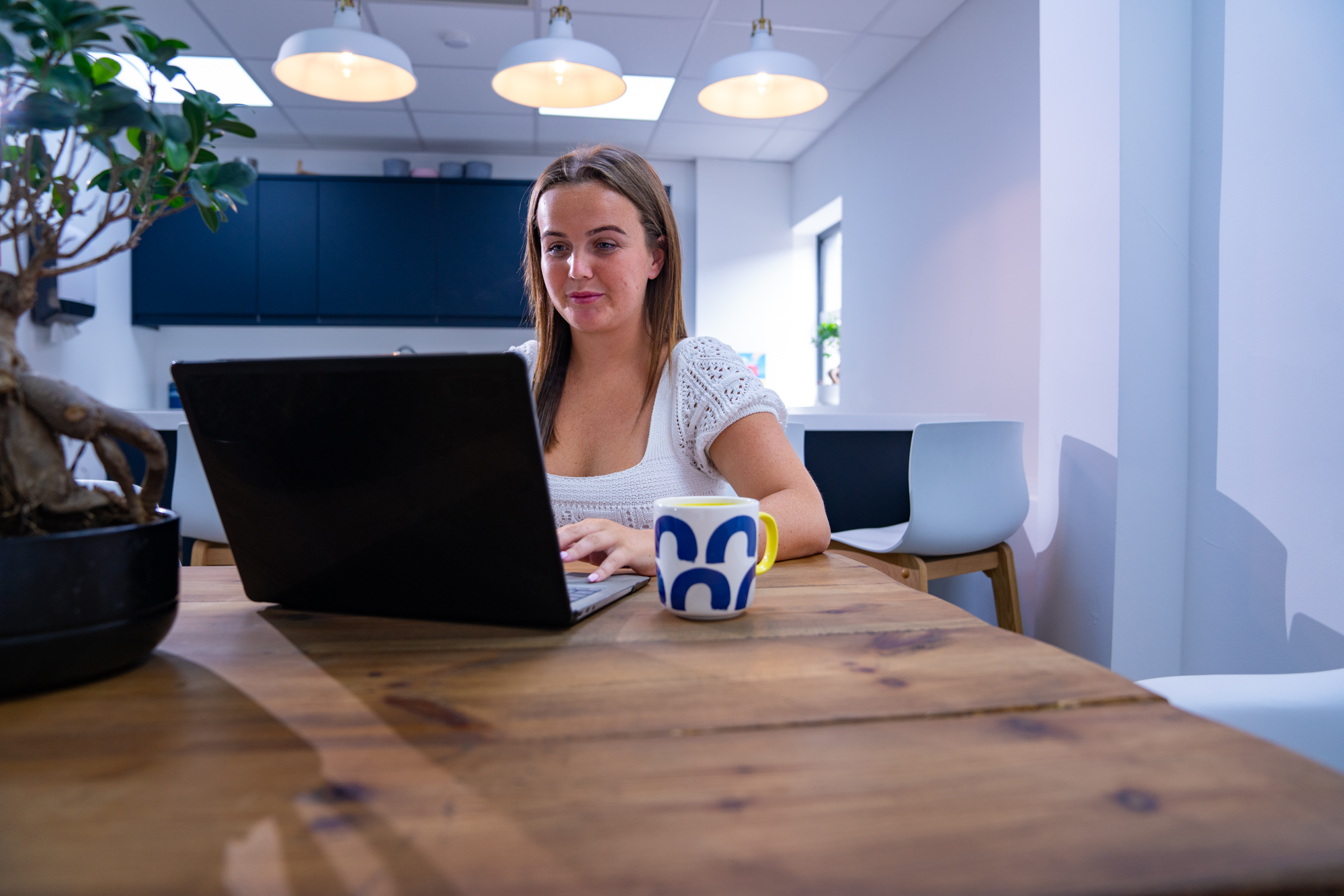 Landlord on laptop reading mees report