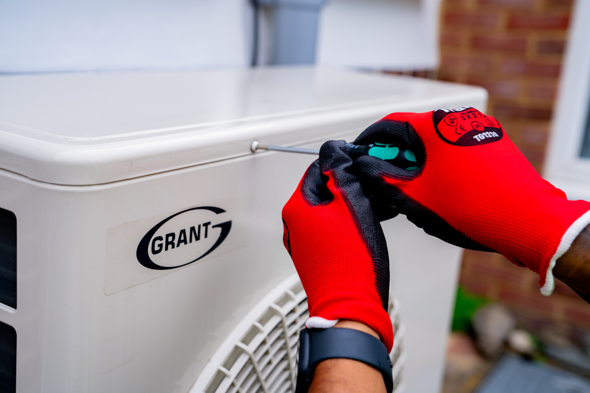 air source heat pump being installed
