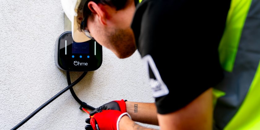 engineer installing an ev charger